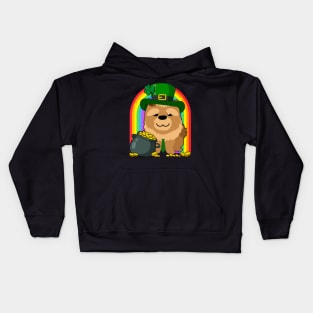 Chow Chow Rainbow Irish Clover St Patrick Day Dog Gift design Kids Hoodie